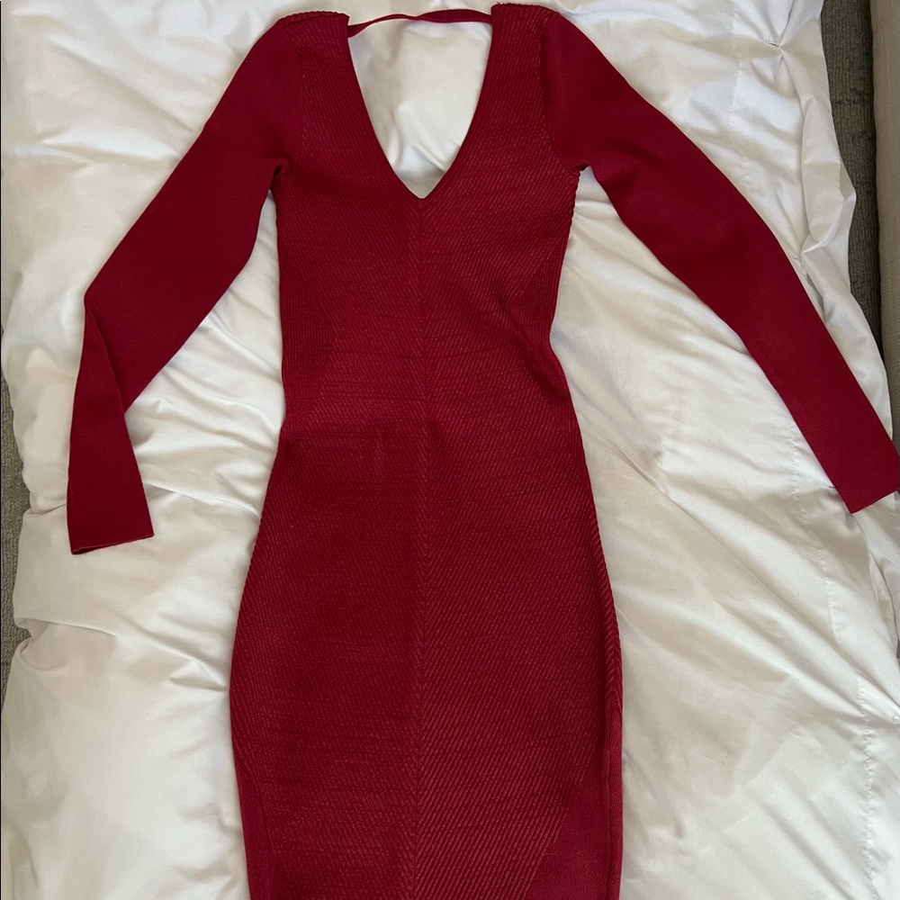 Red Bebe Chevron Rib Knit Dress size Small